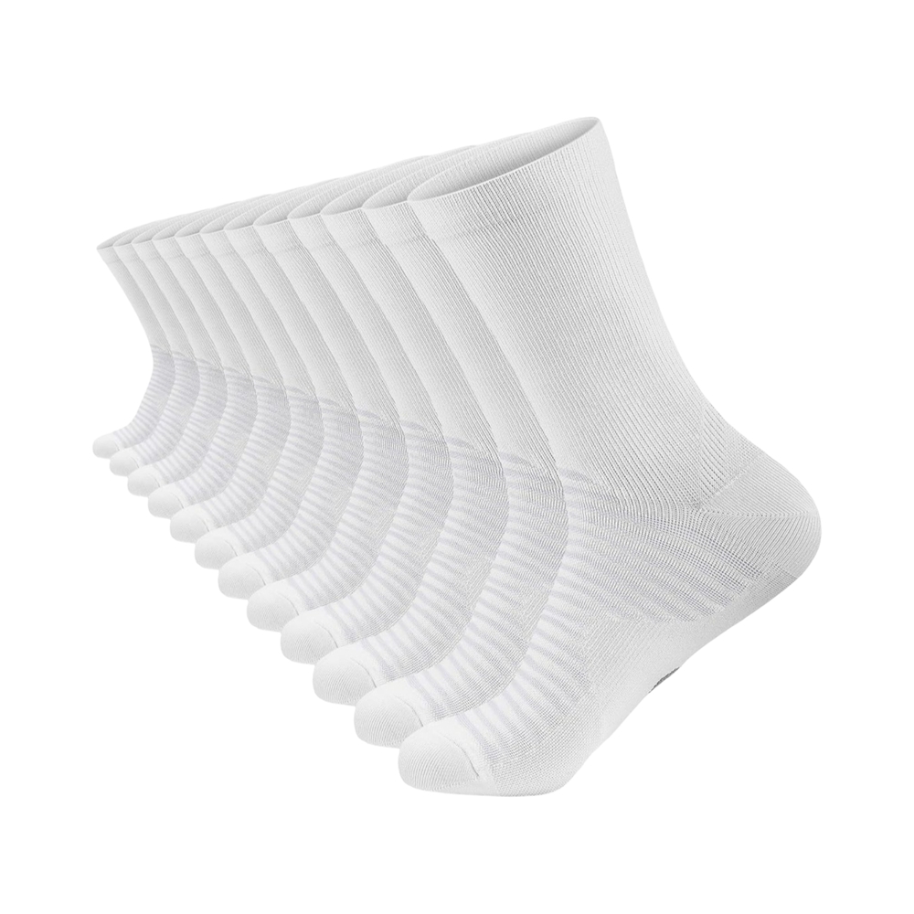 New White Athletic Compression Crew Socks with Reinforced Heel men or women